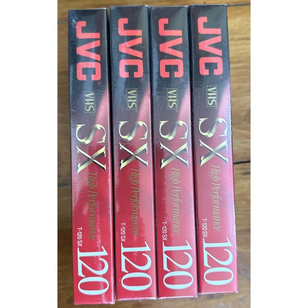 Blank JVC VHS Tapes T-120 SX High Performance 2-6 Hours Each NEW Sealed Lot of 4